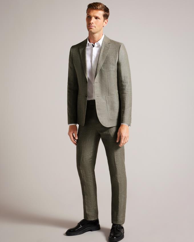 Veste Ted Baker Slim Fit Linen And Wool Suit Vert Foncé Homme | YCX-31234141